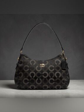 Coach Signature Jacquard Teri Bag | Black & Grey | Pristine | Authentic